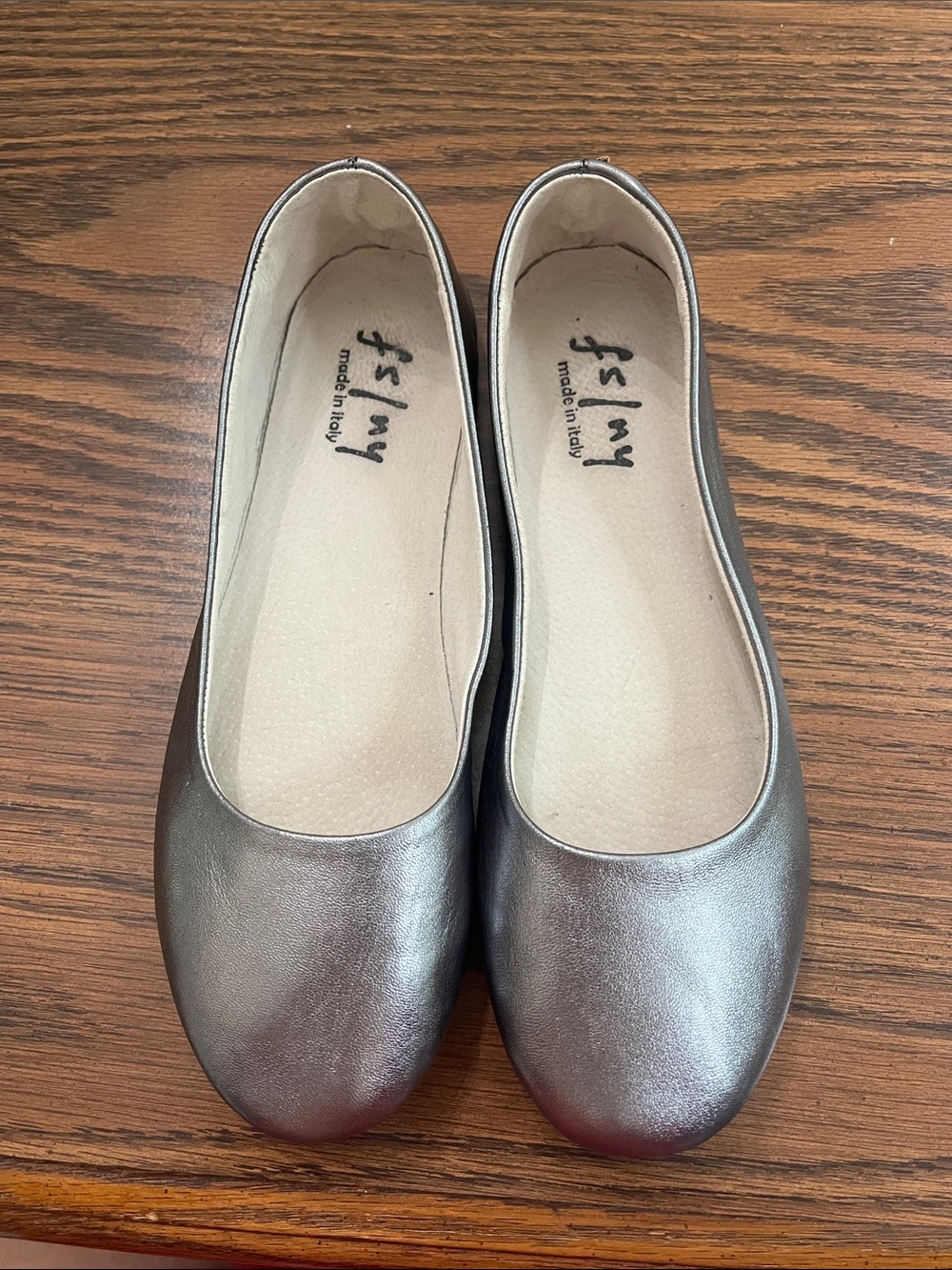 French Sole Metallic Pewter Ballet Flats